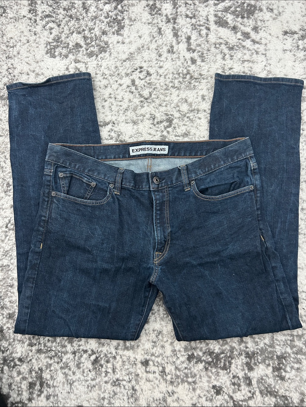 Express Men’s Dark Blue Slim Straight Jeans